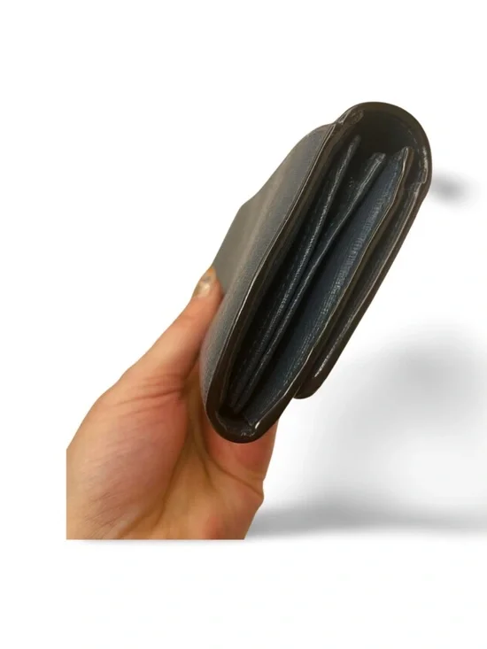 Furla Dark Gray Leather Continental Wallet Snap Closure Textured Minimalist - Picture 5 of 16